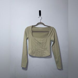 Abercrombie & Fitch Long-Sleeve Seamless Fabric Corset Top S EUC Cottage Fairy